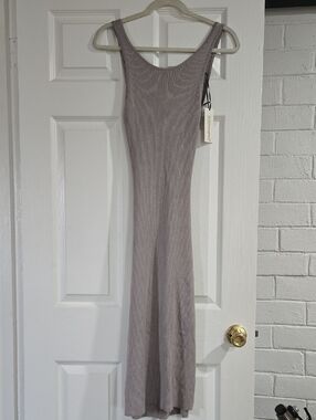 Freshman 1996 Ribbed Tank Midi Dress in Light Taupe Size Large